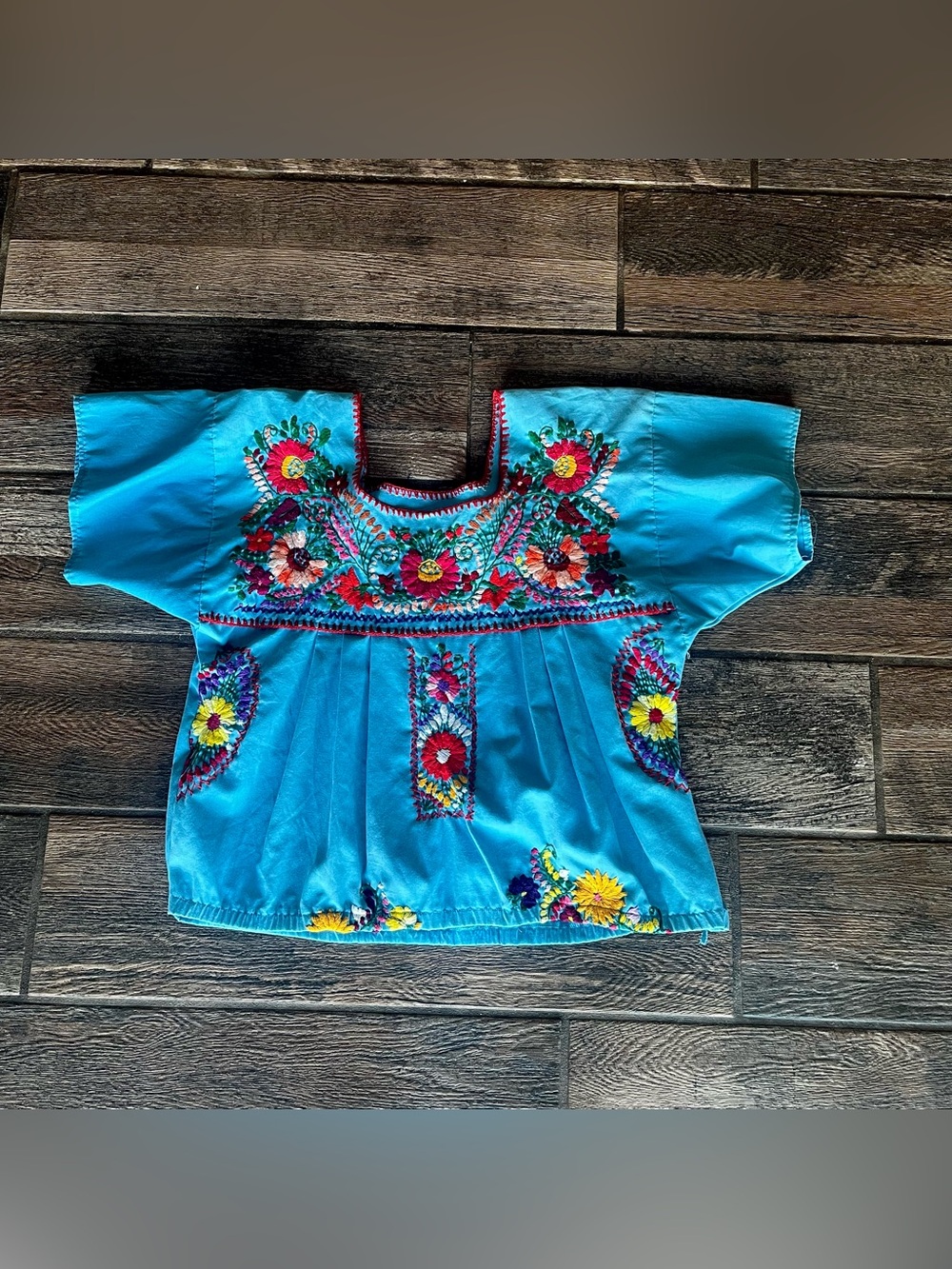 Traditional crop top from Mexico Heavy Embroidery cotton M